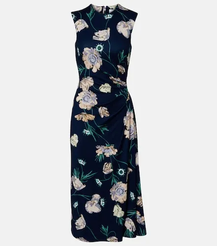 Draped floral jersey midi dress - Erdem - Modalova