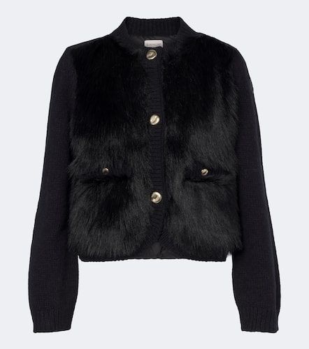 Down-paneled alpaca and wool-blend cardigan - Moncler - Modalova