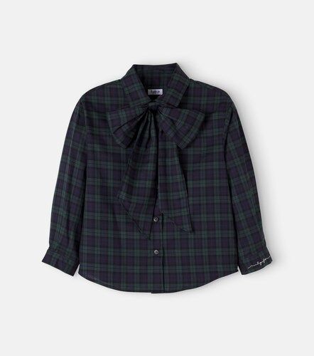 Camisa de algodón a cuadros con lazada - Il Gufo - Modalova