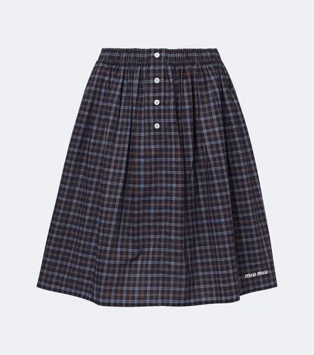 Checked cotton poplin miniskirt - Miu Miu - Modalova