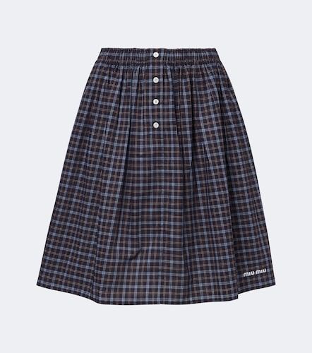 Minifalda de popelín de algodón a cuadros - Miu Miu - Modalova