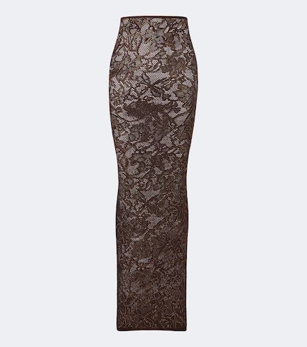 Gonna lunga in pizzo misto seta - Gucci - Modalova