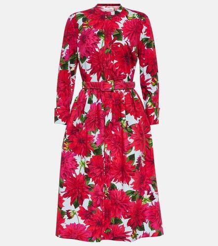 Floral cotton-blend poplin midi dress - Oscar de la Renta - Modalova