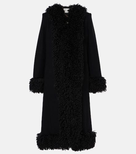 Faux fur-trimmed wool coat - Nina Ricci - Modalova