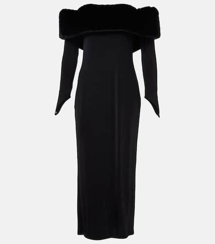 Yazi faux fur-trimmed silk-blend gown - The New Arrivals Ilkyaz Ozel - Modalova