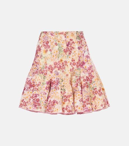 Cerezo Florecer floral linen miniskirt - Agua by Agua Bendita - Modalova