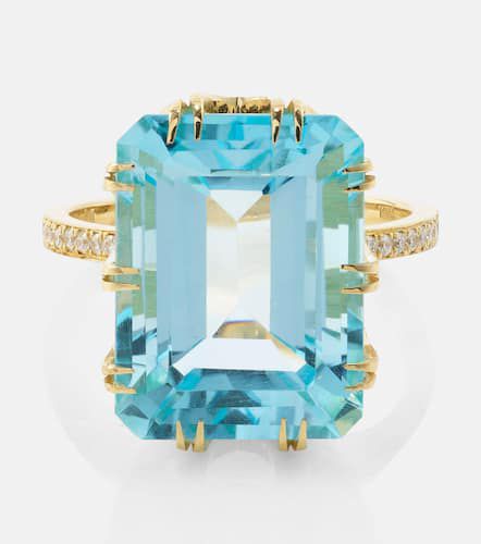 Kt gold ring with topaz and diamonds - Ileana Makri - Modalova