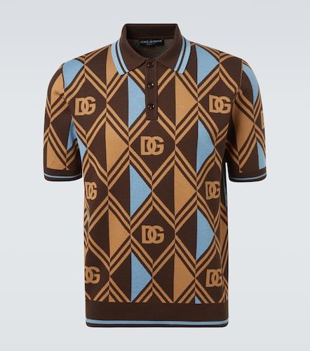 Polo de piqué de algodón con DG - Dolce&Gabbana - Modalova