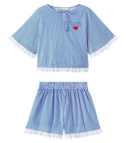 Set de top y shorts de popelín de algodón a rayas - Monnalisa - Modalova