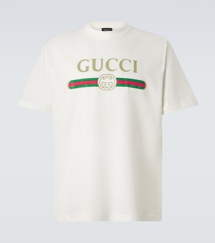 Camiseta de algodón y seda con logo - Gucci - Modalova