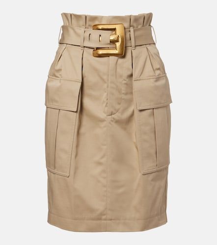 Minifalda de gabardina de algodón con cinturón - Balmain - Modalova