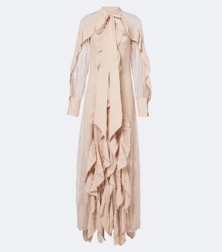 Ruffled tie-neck lace gown - Blumarine - Modalova