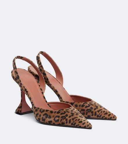 Holli leopard-print suede slingback pumps - Amina Muaddi - Modalova