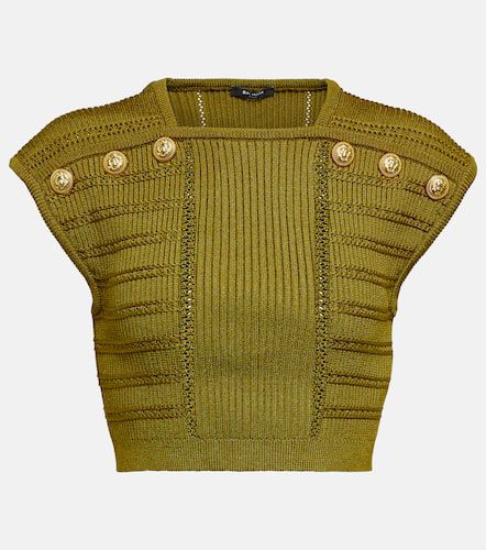 Balmain Embellished knit crop top - Balmain - Modalova