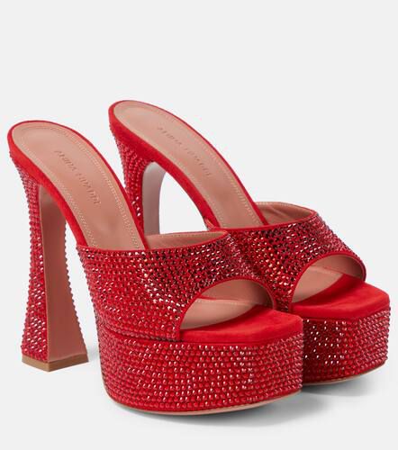 Dalida embellished suede platform mules - Amina Muaddi - Modalova