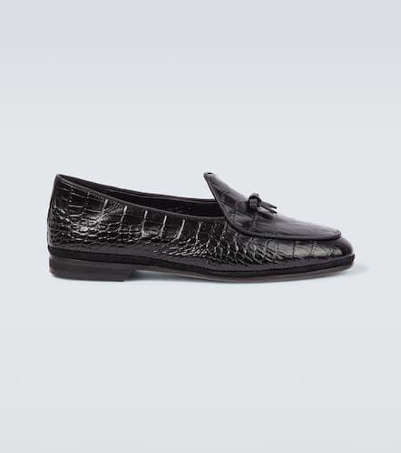 Bow-detail croc-effect leather loafers - Rubinacci - Modalova