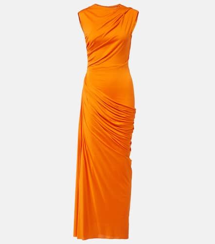 Draped silk jersey maxi dress - Alexander McQueen - Modalova