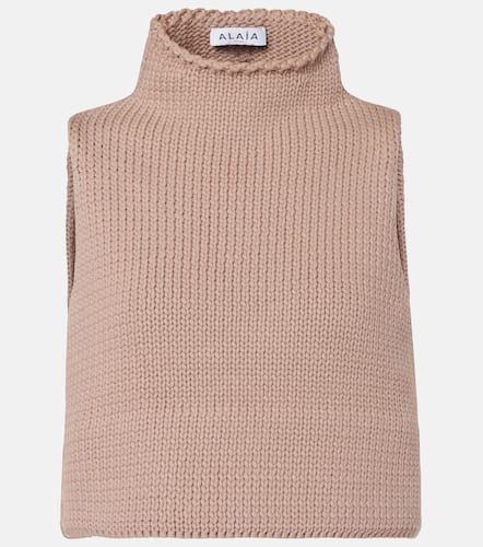 AlaÃ¯a Cropped cotton-blend turtleneck top - Alaia - Modalova