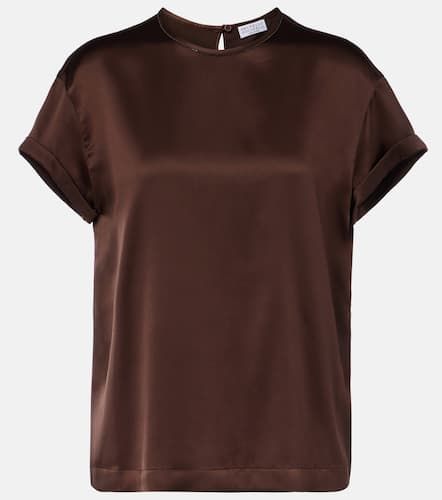 Monili silk-blend satin T-shirt - Brunello Cucinelli - Modalova