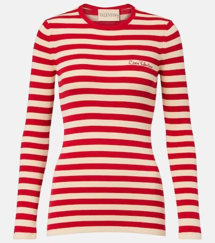 Pullover in cotone a coste a righe - Valentino - Modalova