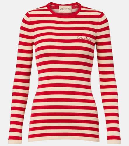 Striped ribbed-knit cotton sweater - Valentino - Modalova
