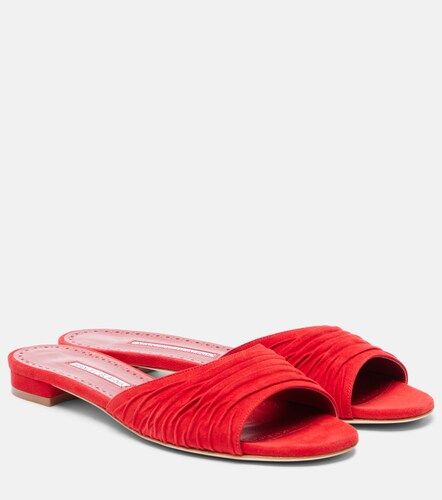 Piruaflat gathered suede slides - Manolo Blahnik - Modalova