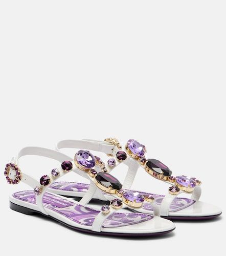 Embellished leather slingback sandals - Dolce&Gabbana - Modalova