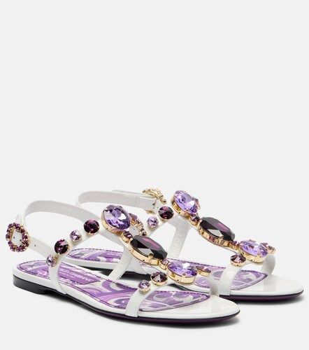Sandalen aus Leder mit Kristallen - Dolce&Gabbana - Modalova