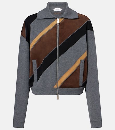 Pullover in misto lana con suede - Versace - Modalova