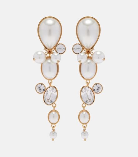 Orecchini a clip con perle bijoux e cristalli - Oscar de la Renta - Modalova