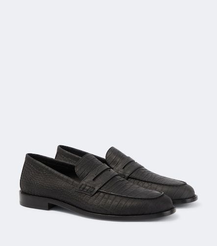 Croc-effect leather penny loafers - Manolo Blahnik - Modalova