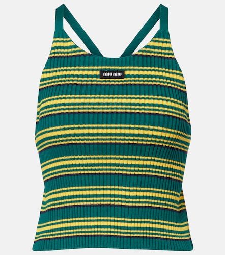 Top in misto cotone a coste a righe - Miu Miu - Modalova