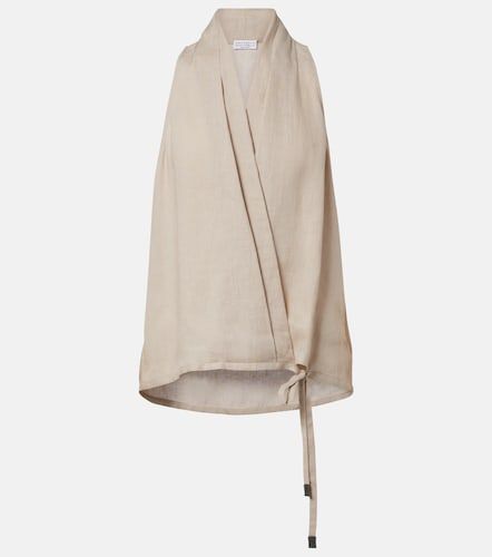 Top in lino con Monili - Brunello Cucinelli - Modalova