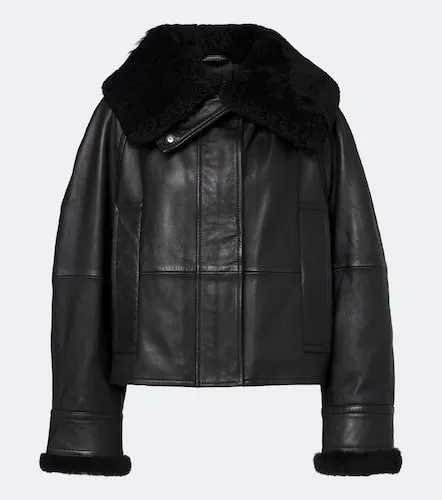 Wattierte Jacke aus Leder mit Shearling - Sportmax - Modalova