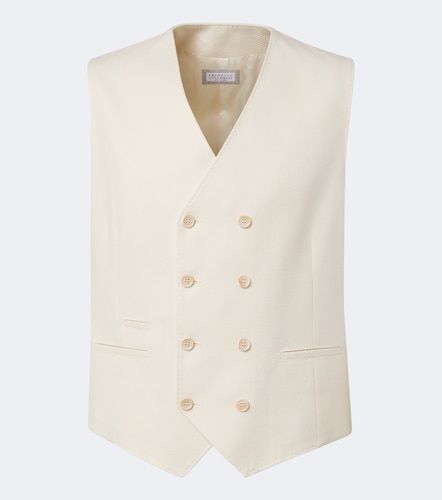 Double-breasted wool and cotton vest - Brunello Cucinelli - Modalova