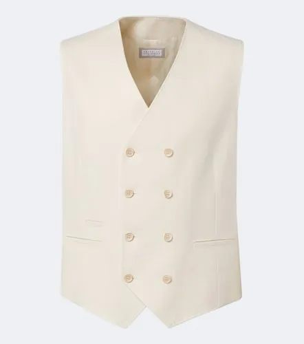 Double-breasted wool and cotton vest - Brunello Cucinelli - Modalova