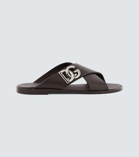 Dolce&Gabbana Logo leather slides - Dolce&Gabbana - Modalova