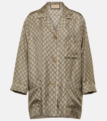 Camicia oversize in seta GG Supreme - Gucci - Modalova