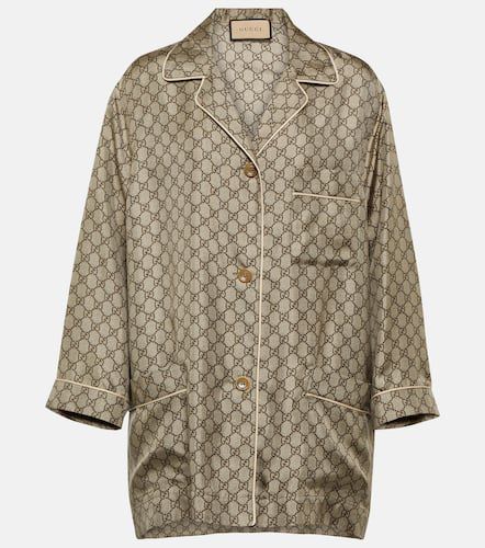 GG Supreme oversized silk shirt - Gucci - Modalova