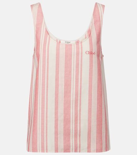 Chloé Top in cotone a righe con logo - Chloe - Modalova