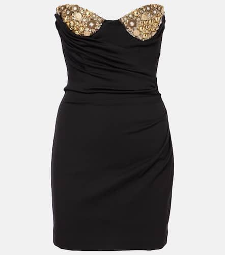 Embellished draped jersey bustier dress - Area - Modalova