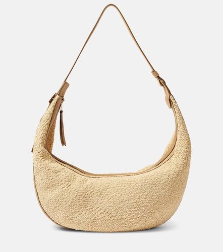 Augustina suede-trimmed raffia shoulder bag - Khaite - Modalova