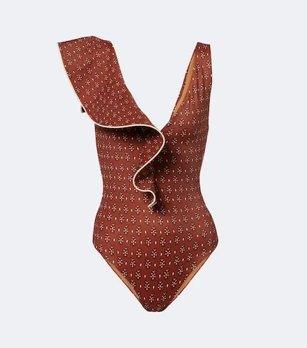Ruffled printed swimsuit - Johanna Ortiz - Modalova