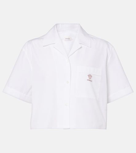 Camisa cropped de popelín de algodón - Versace - Modalova