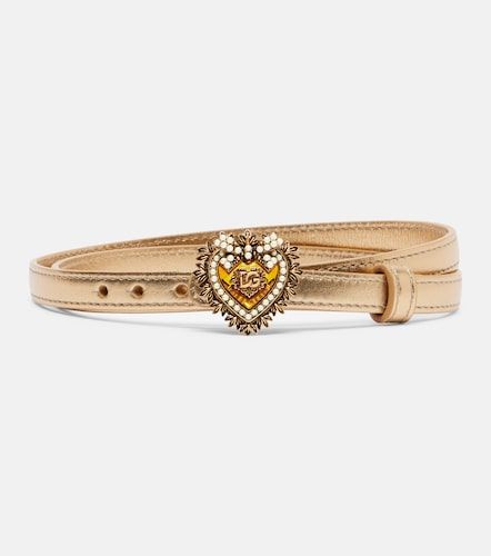 Cinturón Devotion de piel metalizada con DG - Dolce&Gabbana - Modalova