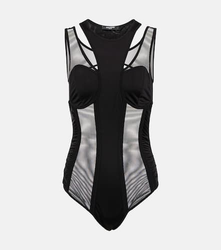 Balmain Cutout tulle bodysuit - Balmain - Modalova