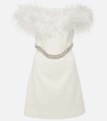 Bridal Blanche feather-trimmed crÃªpe minidress - Rebecca Vallance - Modalova