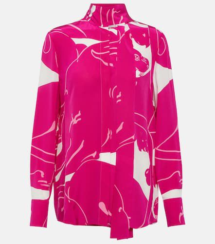 Printed tie-neck silk blouse - Valentino - Modalova