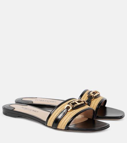 Chanclas Whitney de piel y rafia - Tom Ford - Modalova