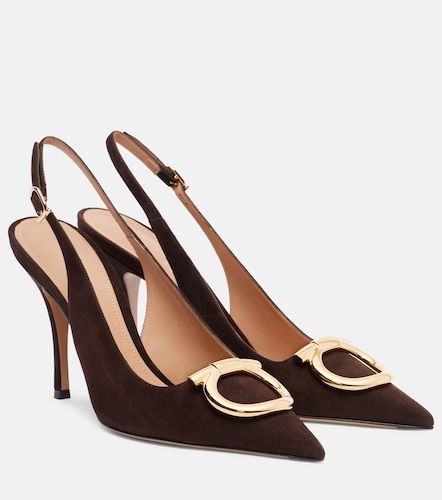 Pumps slingback Sara Maxi Gancini in suede - Ferragamo - Modalova